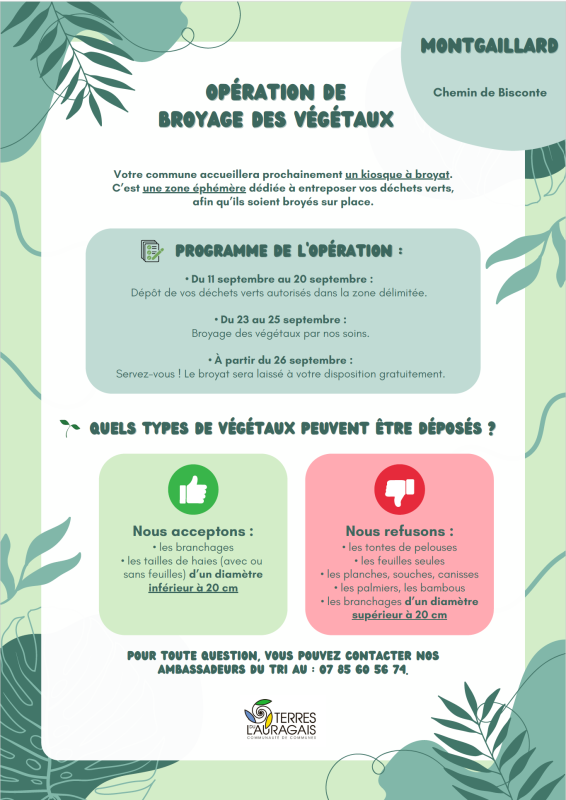 Opération de broyage des végétaux