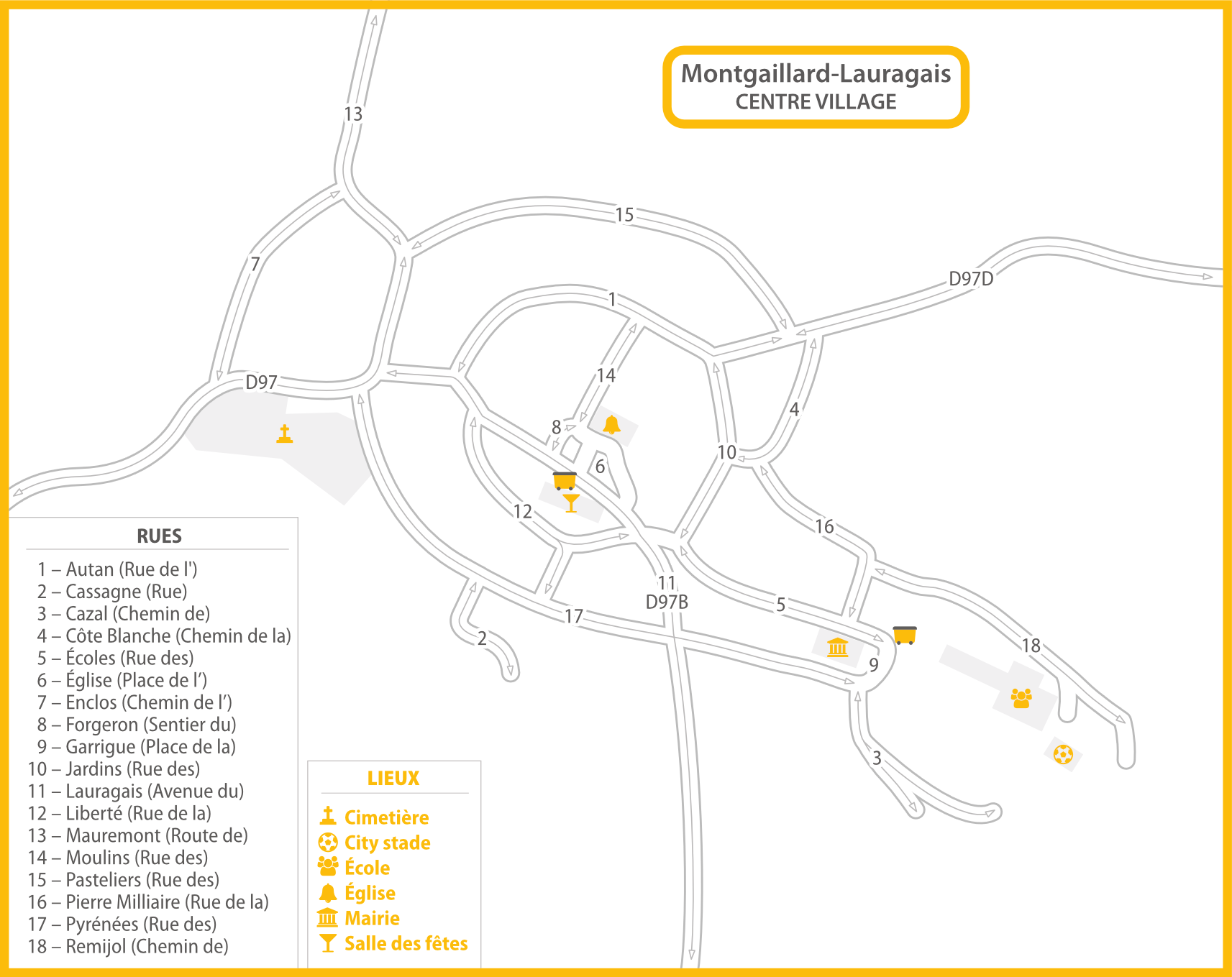 Plan Montgaillard-Lauragais centre container recyclage